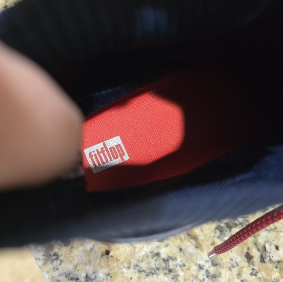 FITFLOP GLACE KNIT LEATHER MIDNIGHT NAVY RED LACE UP ANKLE BOOTS WOMEN'S 9 - Picture 7 of 8